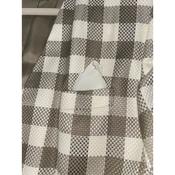 Vintage Jaqueline Ferrar Blazer Womens Size 16 Taupe White Double Breast Checker - Picture 11 of 12